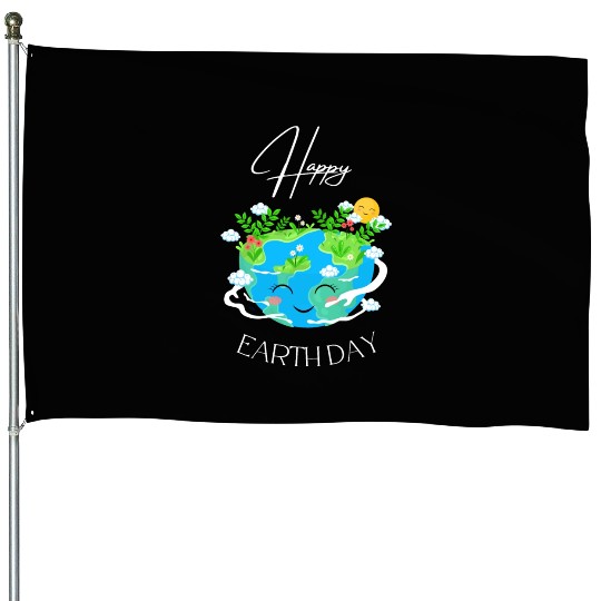 Green and Blue Happy Earth Day House Flags