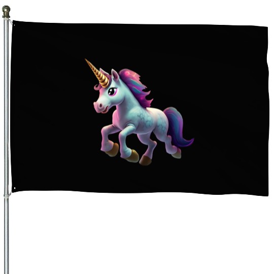 magic unicorn cartoon horse pony House Flags