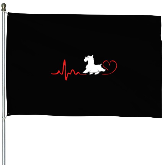Scottie Dog Heartbeat Scottish Terrier House Flags