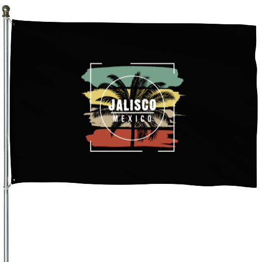 Jalisco Mexico Artistic Palm Tree Retro House Flags