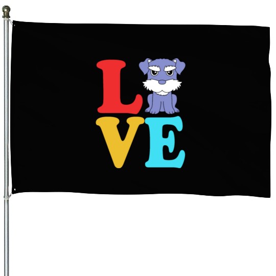 Schnauzer Puppy I love My Miniature Schnauzer House Flags