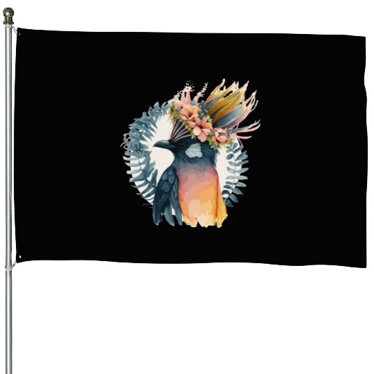 Cute Bird Of Paradise Bird Flower Crown Pet Birds House Flags
