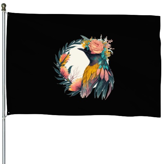 Cute Bird Of Paradise Bird Flower Crown Pet Birds House Flags