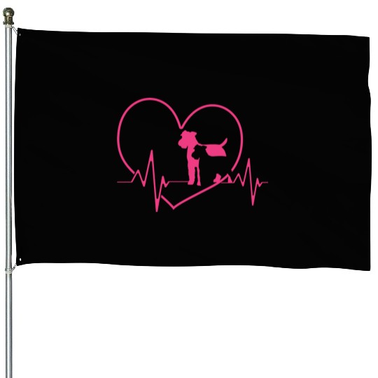 Puppy Dog Heartbeat Airedale Terrier House Flags