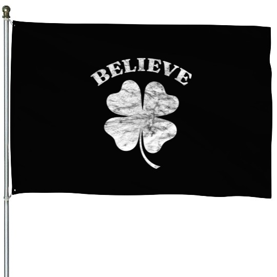 Distressed Shamrock Retro Irish Four Leaf Clove House Flags