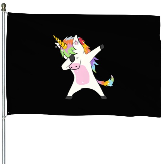 Cute dabbing unicorn dab dance girls boys children House Flags