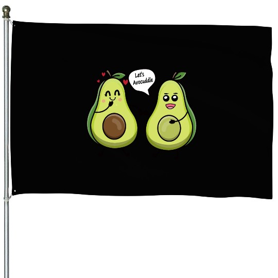 Lets avocuddle avocado valentine pun House Flags