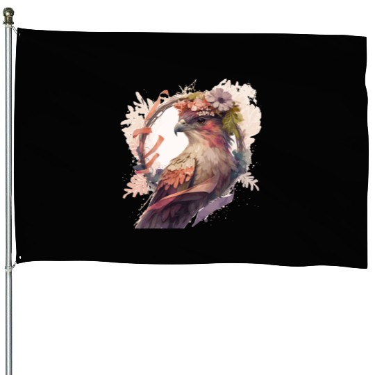 Birds Of Prey Kite Bird Flower Crown Floral House Flags