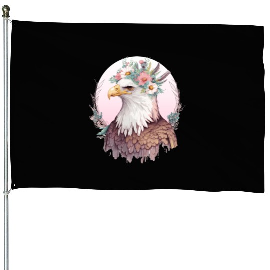 Birds Of Prey Bald Eagle Flower Crown Floral Birdi House Flags