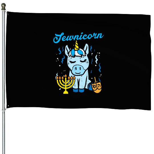 Jewnicorn Jew Unicorn Cute Hanukkah Pajamas House Flags