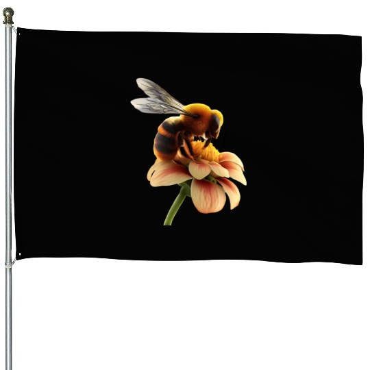 bee on flower House Flags