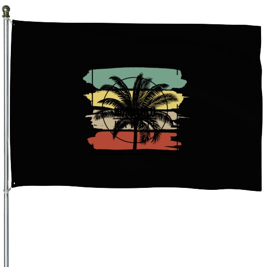 Honolulu Hawaii Palm Tree Retro Artistic House Flags