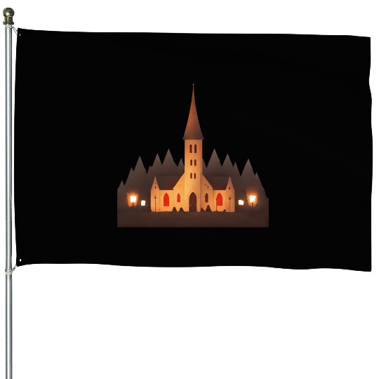 small church in a town House Flags