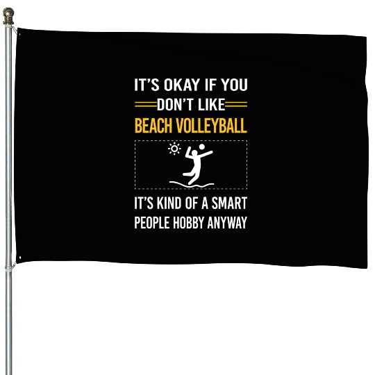 Funny Smart People Beach Volleyball green House Flags