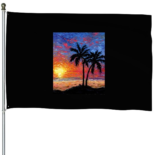 Paradise at Dusk nature House Flags