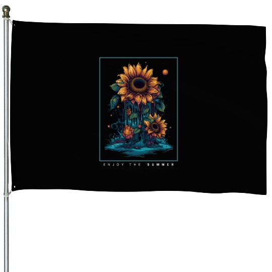 Psychedelic Sunflowers Garden Nature Lover Gift House Flags