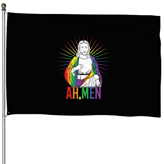 Funny Jesus Gay LGBTQ Rainbow LGBT Pride Month House Flags