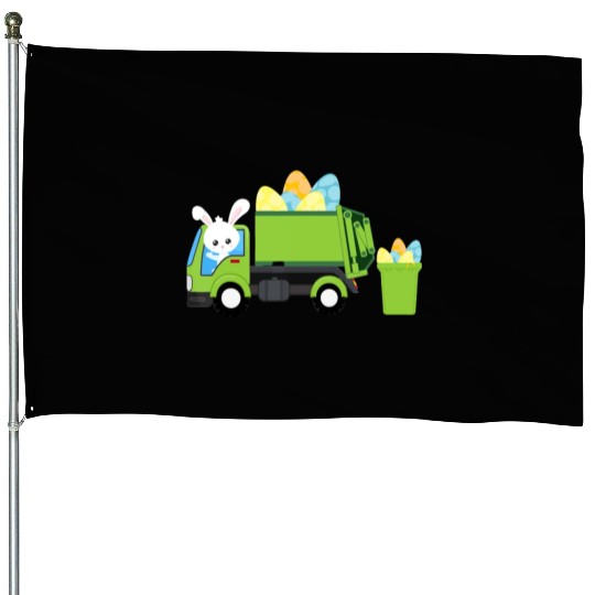 Garbage Truck Easter Bunny Egg Hunt Toddler Kids B House Flags