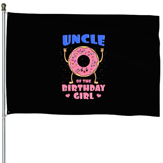 Uncle Of The Birthday Girl Donut Bday Party Tio Gr House Flags