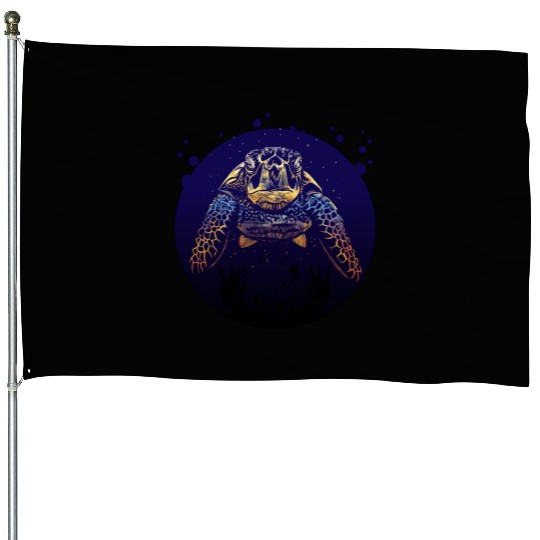 Sea Life - Colorful Sea Turtle House Flags