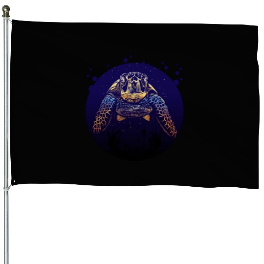 Sea Life - Colorful Sea Turtle House Flags