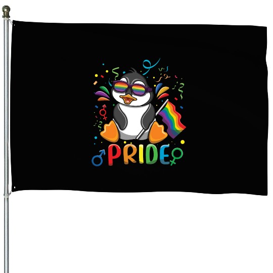 Love Penguin Gay LGBTQ Rainbow LGBT Pride Month House Flags