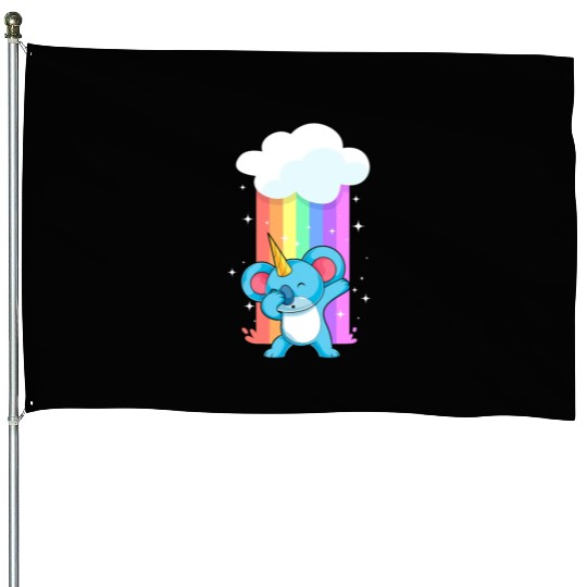 Zoo Animal Lover Rainbow Koalacorn Dabbing Unicorn House Flags