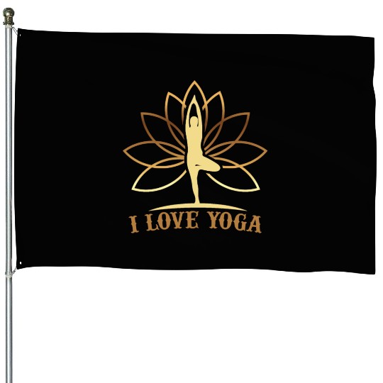 I Love Yoga House Flags