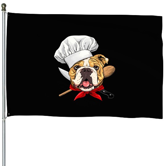 American Bulldog Chef Dog Cooking Baking Lover 480 House Flags