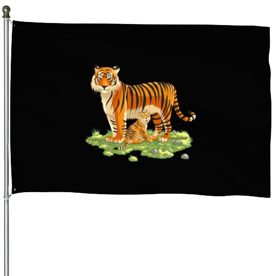 Mother And Son Tiger House Flags