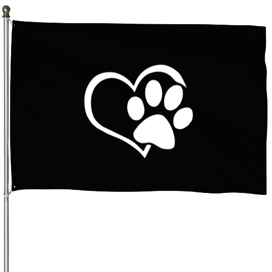 Dog Dad Mom Puppy House Flags Love Dogs Paw Print Heart