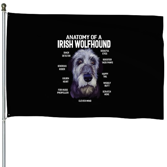 Anatomy of a Irish Wolfhound Dog Funny Gift House Flags