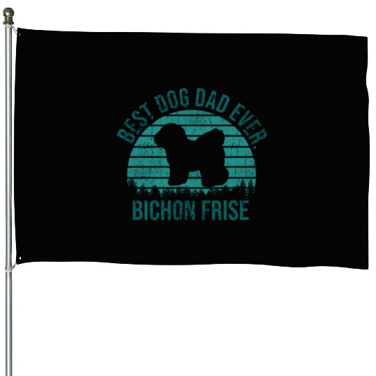 Best Dog Dad Ever Bichon Frise Dog Gift for Men House Flags
