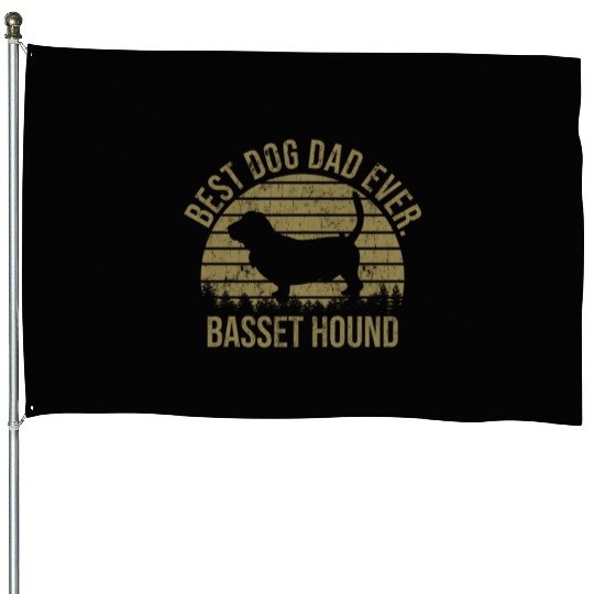Best Dog Dad Ever Basset Hound Dog Gift for Men House Flags