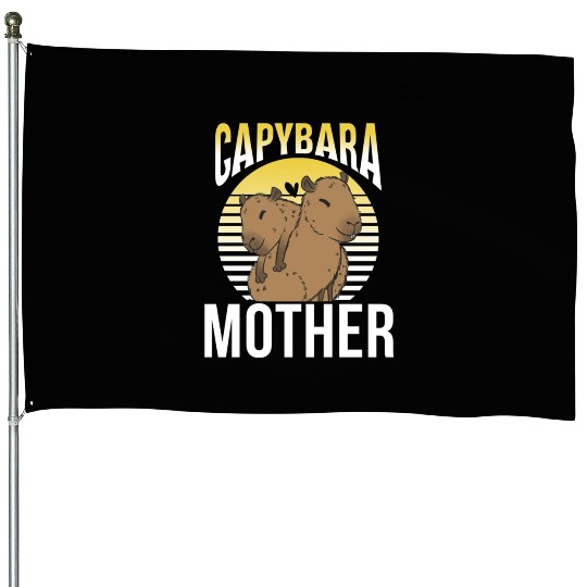 Capybara Mother Lover Animal Capybaras Rodent Mom House Flags