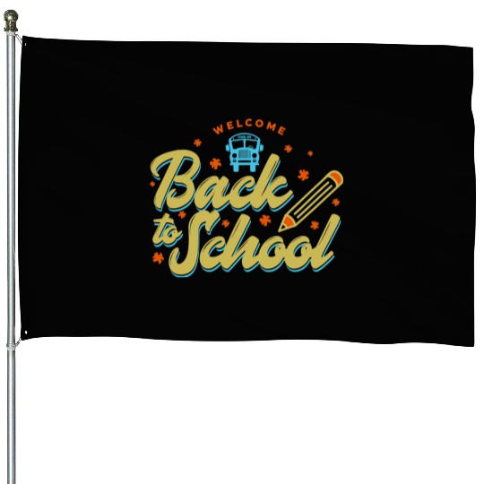 Welcome Back To School School Bus Driver House Flags