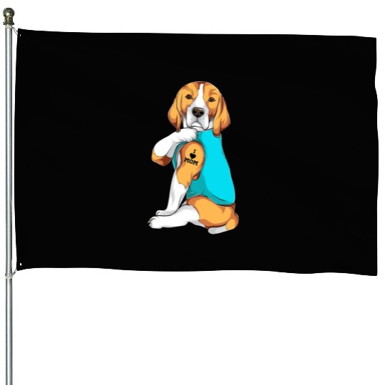 Beagle I Love Mom Apparel Dog Mom Gifts Womens T House Flags