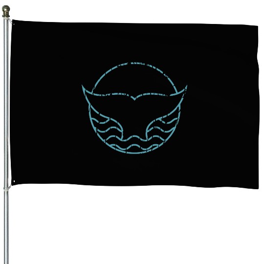 Save The Whales Minimalistic Whale Tail Ocean House Flags