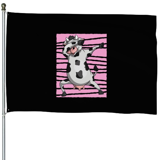 Farm Animal Lover Farmer Funny Dabbing Cow House Flags