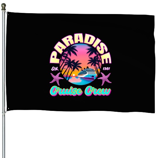 Paradise Cruise Crew-80's Miami Cruise Ship Design House Flags