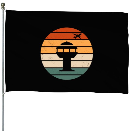 Retro Air Traffic Control Tower House Flags