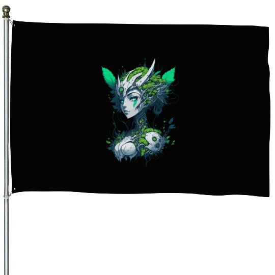 Nymph Girl, SciFi Fantasy Anime Cyberpunk Dryad House Flags