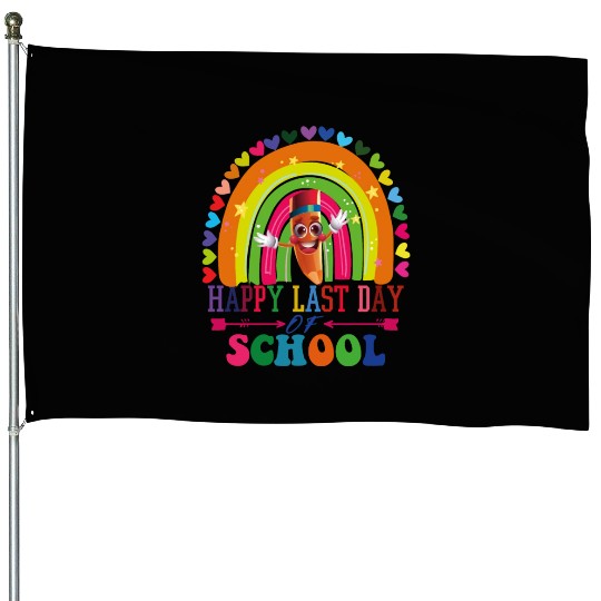 Groovy Happy Last Day of School Teacher Student House Flags