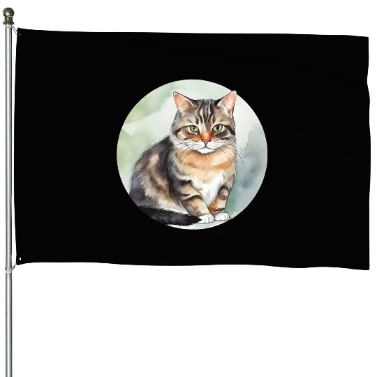 Cute Cat House Flags