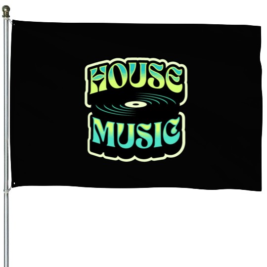 HOUSE MUSIC - Groovy Vinyl (teal/lime) House Flags