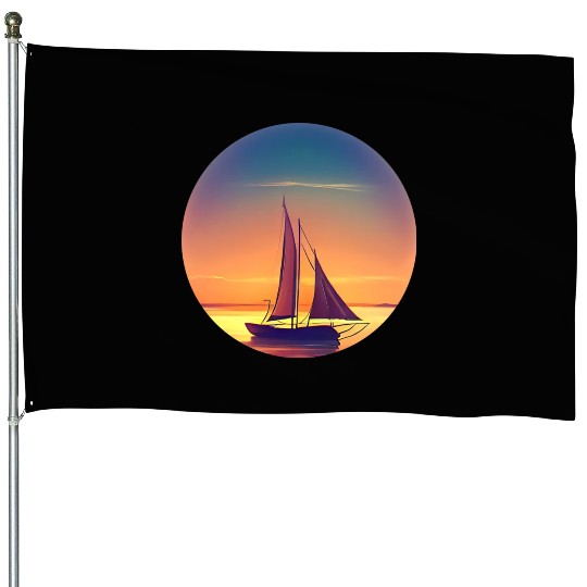 Sailboat sunset design House Flags