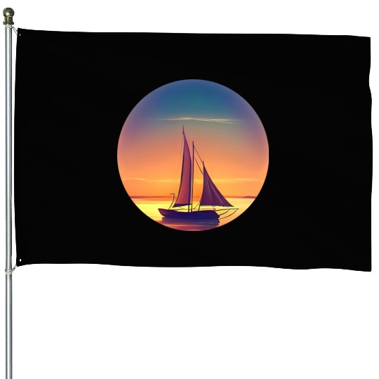 Sailboat sunset design House Flags