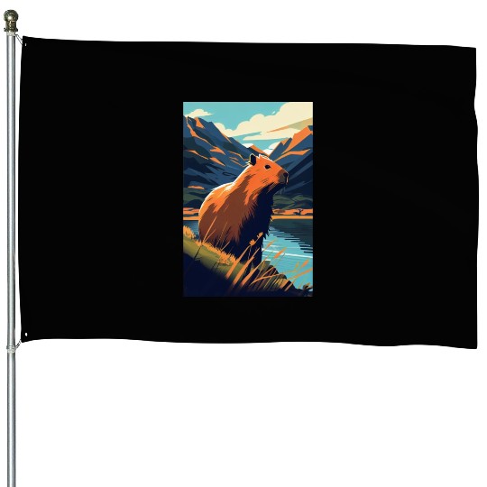 Capybara Nature Capibara House Flags