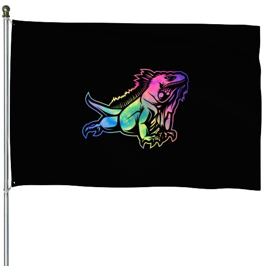 Colorful Lizard Iguana Reptile Lover House Flags