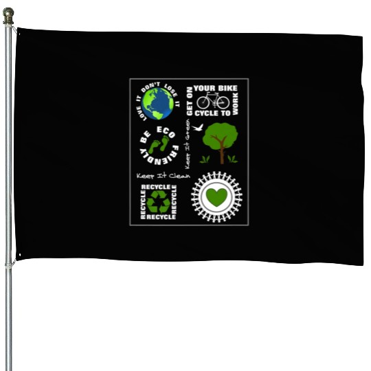Green Eco Friendly Save Our Planet Earth House Flags